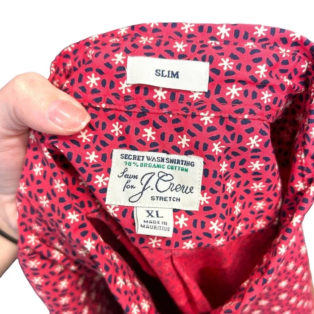 J. Crew Shirt‎ Slim Short Sleeve Stretch Secret Wash Cotton Poplin Top Size XL